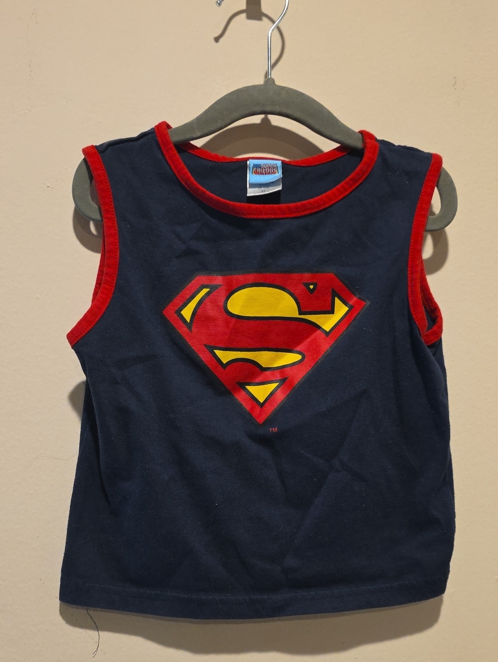 DC Comics Navy Tank Top with Red & Yellow Superman Logo